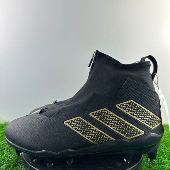 Adidas Nasty 2.0 Men Size 10 Black Gold Football Cleats GZ4628 NEW - Picture 2 of 8